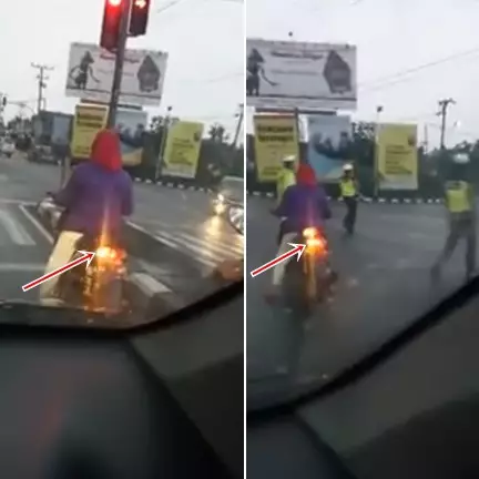 Aksi ngawur ibu-ibu naik matic, lampu sein ke kiri beloknya ke kanan