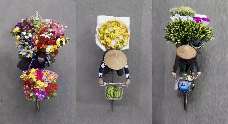 12 Potret pedagang buah dan bunga diambil dari atas ini memukau mata