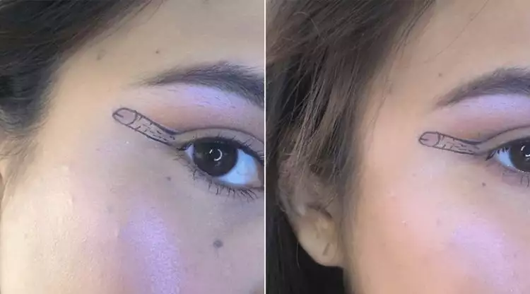 Nyeleneh abis, bentuk eyeliner buatan wanita ini jadi tren makeup unik