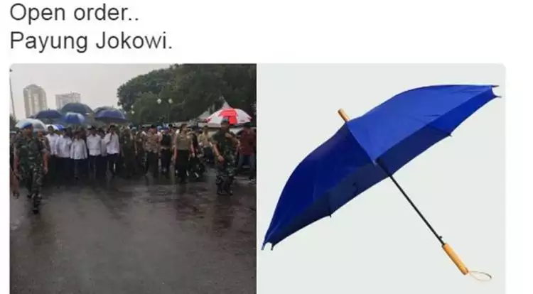 Setelah jaket bomber, payung biru Jokowi ini juga diminati netizen