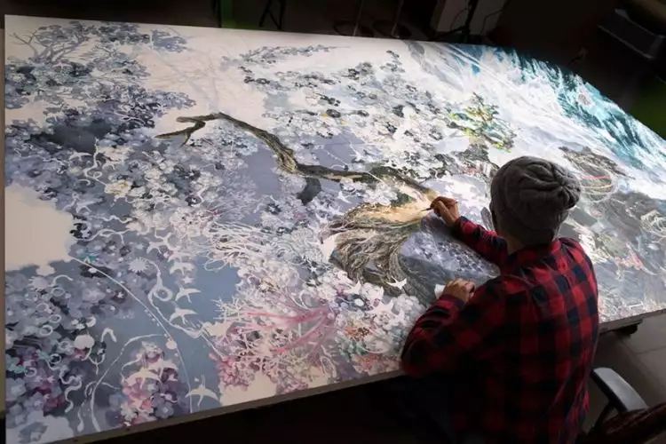 Cuma butuh 3,5 tahun, pria ini rampungkan lukisan kisah tsunami Jepang