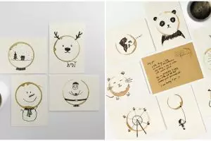 11 Kartu ucapan dari bulatan cangkir kopi ini bisa kamu tiru lho