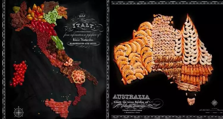 11 Peta negara ini dibuat dari bahan makanan khasnya, keren banget