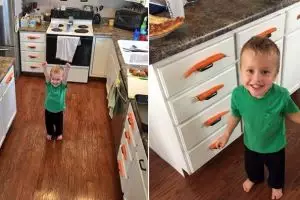 Iseng bermain dengan wortel, balita ini malah bikin dapur tampak indah