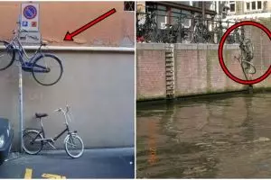 15 Foto kelakuan orang parkir sepeda sembarangan ini bikin tepuk jidat