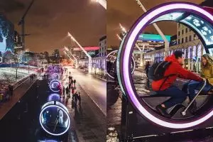 Instalasi seni lingkaran bersinar ini jika dimainkan ajaib kerennya