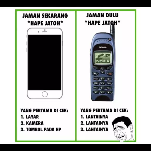 12 Meme beda HP jatuh zaman dulu vs sekarang, tahan banting mana nih?