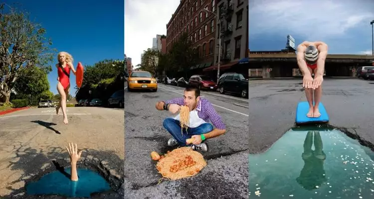 Fotografer ini ubah 13 lubang di jalan jadi karya yang kece abis
