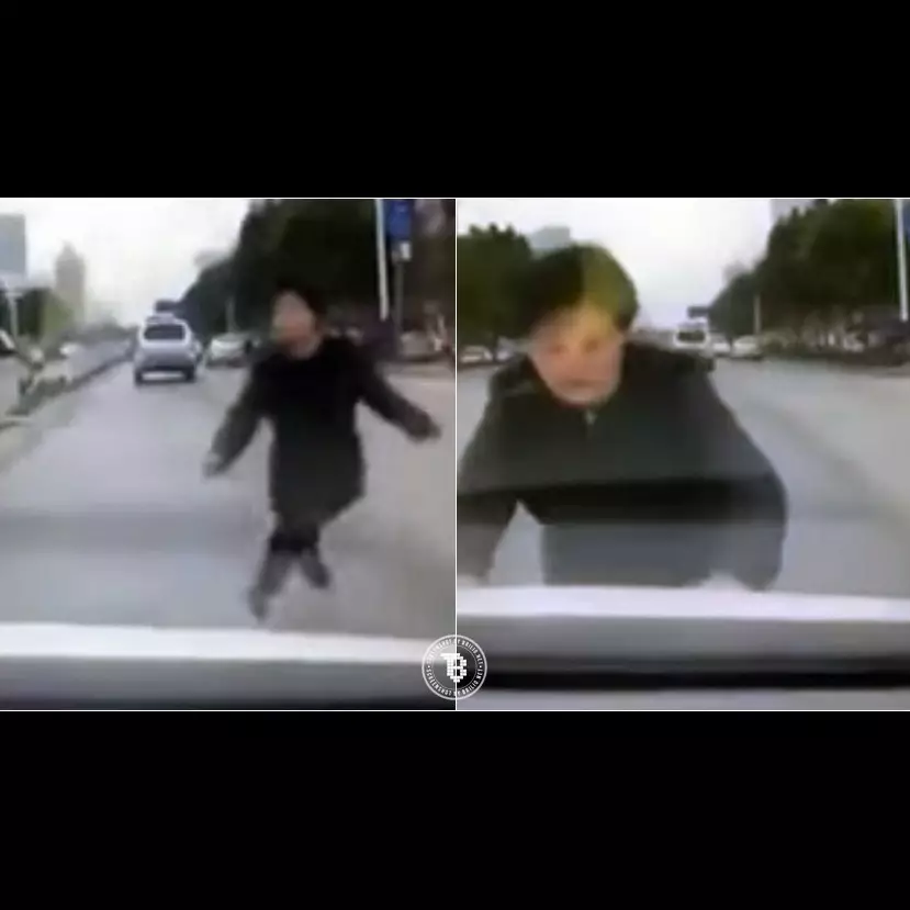 Demi uang, perempuan ini rela tabrakkan dirinya ke mobil di jalanan