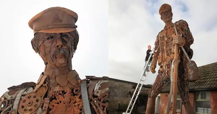 10 Foto patung tentara raksasa dari besi bekas ini bikin kamu terpukau