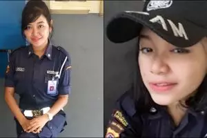 13 Foto Tantri, satpam cantik yang suara merdunya bikin heboh netizen