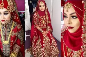 Suka warna merah? Coba deh 10 ide pengantin muslim ala India ini