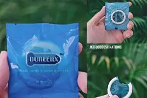 Kemasan dan bentuk permen yang mirip kondom ini bikin tepuk jidat