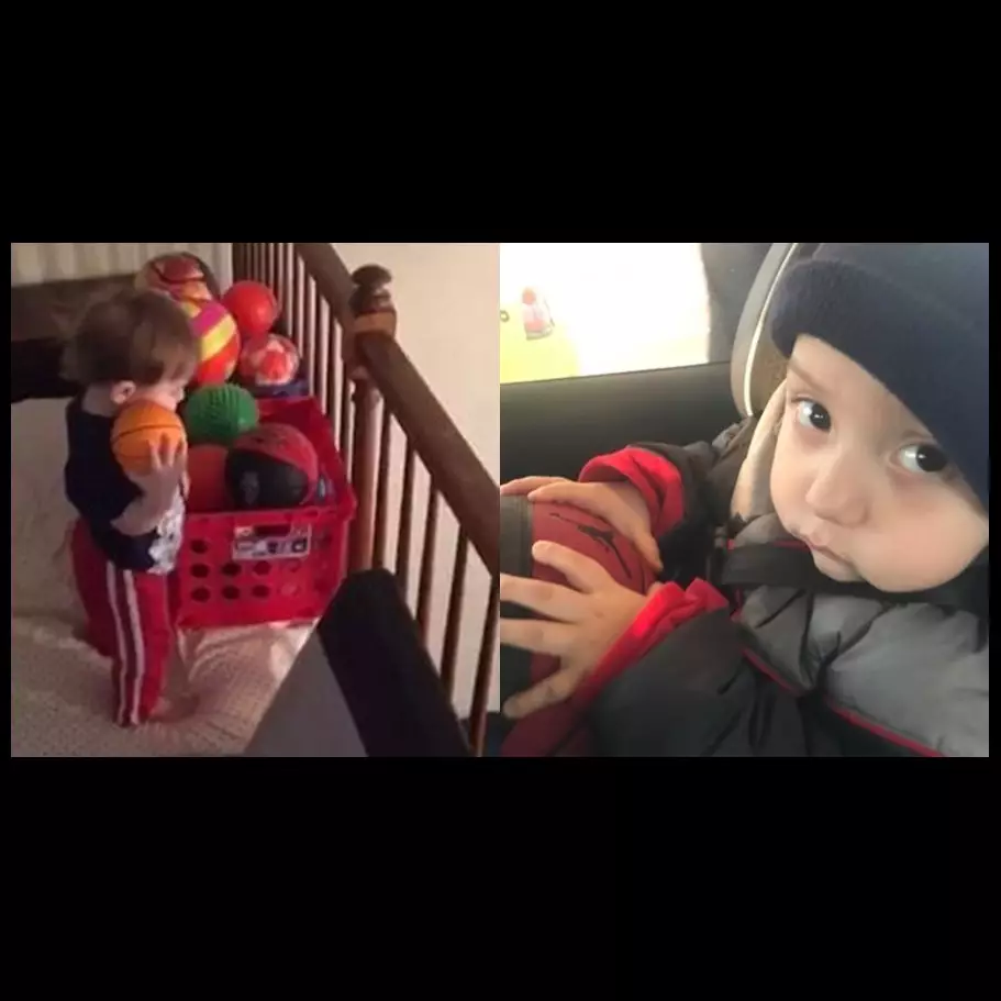 Aksi bayi lempar bola ke ring ini selalu tepat sasaran, bikin takjub