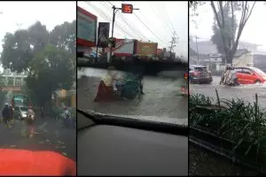 Hujan angin landa Yogyakarta, parkiran Mal terendam air