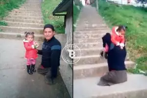 Pengorbanan ayah tanpa kaki gendong anaknya naik tangga ini bikin haru