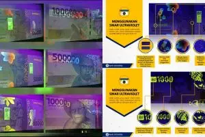 Ornamen unik muncul di uang rupiah baru ketika dilihat pakai sinar UV