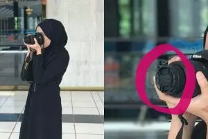Ada yang janggal di foto wanita berpose pakai kamera DSLR ini, apa ya?