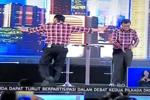 Reaksi kocak Ahok saat Sylvi & Anies 'bisik-bisik' pertanyaan