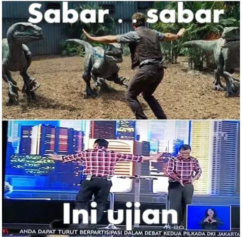 7 Meme kocak Ahok memisah Sylvi &amp; Anies ini dinginkan debat cagub