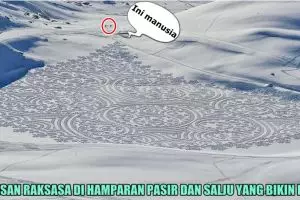 10 Lukisan raksasa di atas salju dan pasir ini dibikin dari jejak kaki