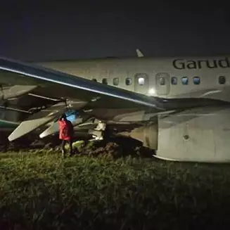 Ini foto-foto Pesawat Garuda Indonesia tergelincir di Adisutjipto
