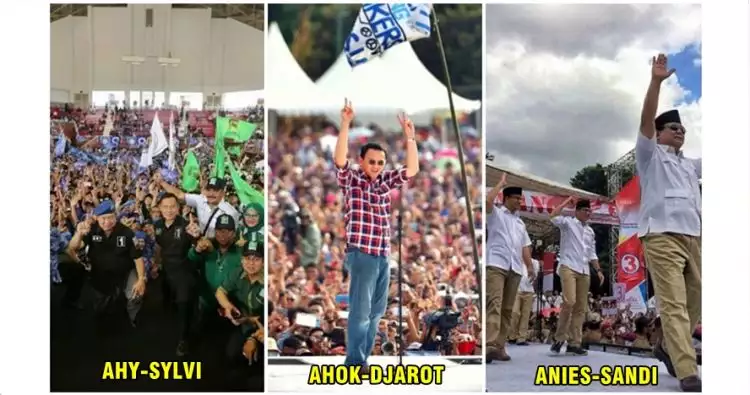 15 Foto tunjukkan beda kampanye akbar kandidat Pilkada DKI 2017