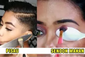15 Cara gunakan peralatan makan untuk keperluan makeup, keren!