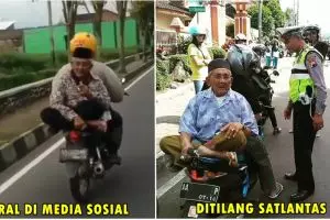 'Kakek Legend' yang bonceng motor menghadap belakang akhirnya ditindak