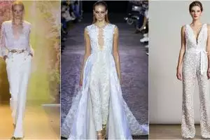 10 Gaun pernikahan gaya jumpsuit untuk pengantin modern, chic banget