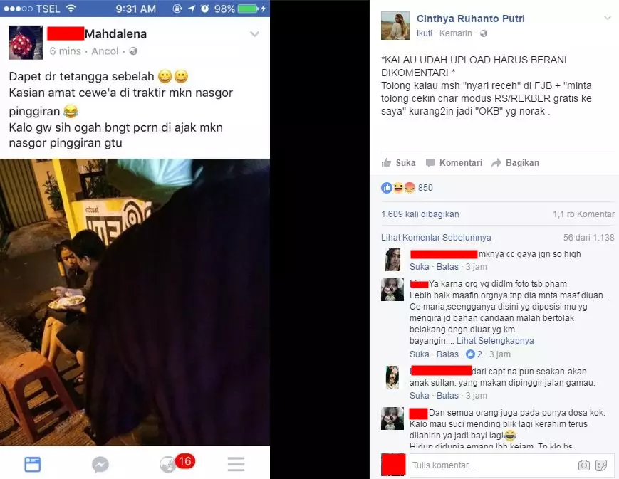 Remehkan cewek yang mau diajak makan di tepi jalan, gadis ini dibully