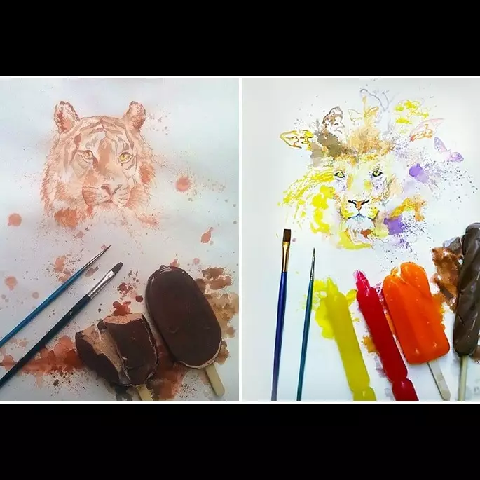 6 Lukisan berbahan lelehan es krim ini hasilnya menawan banget