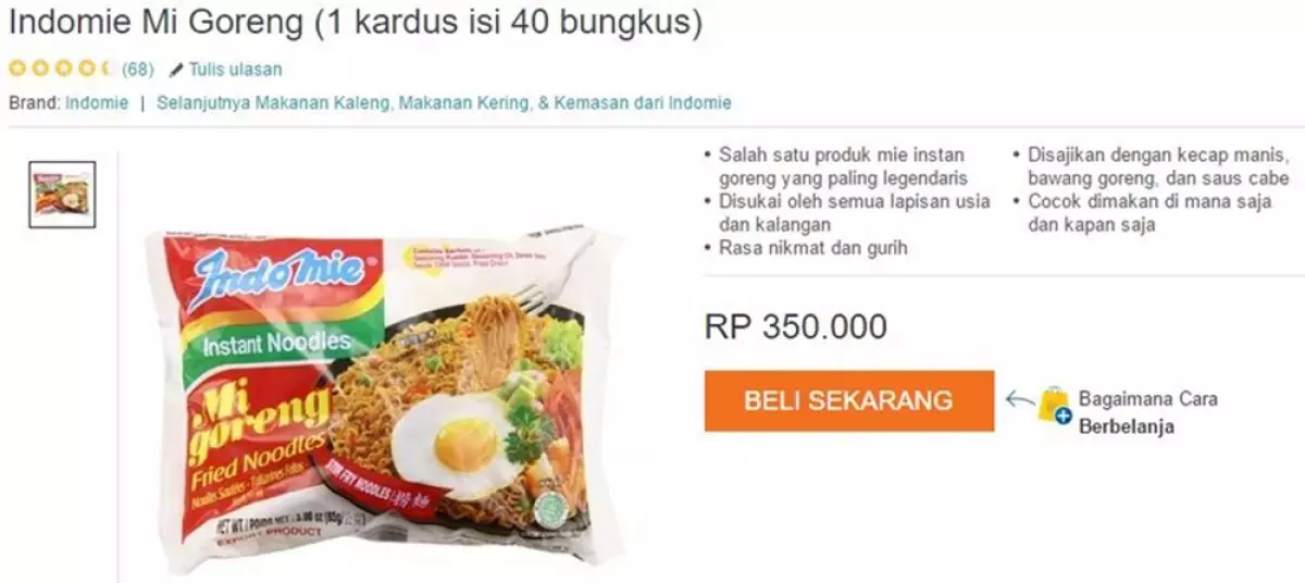 Seller di Lazada jual Indomie harga Rp 350 ribu, review-nya kocak abis