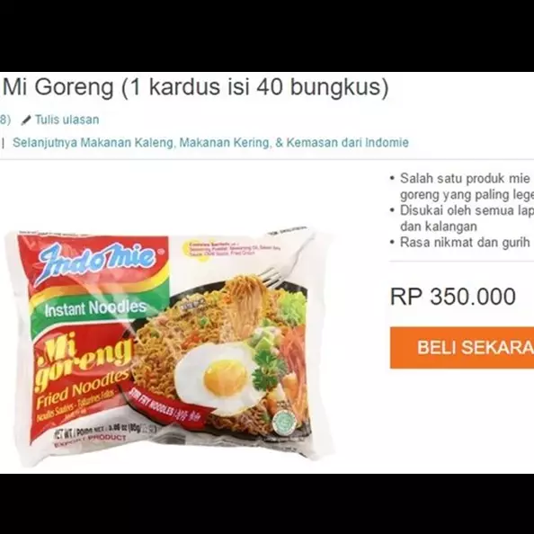 Seller di Lazada jual Indomie harga Rp 350 ribu, review-nya kocak abis