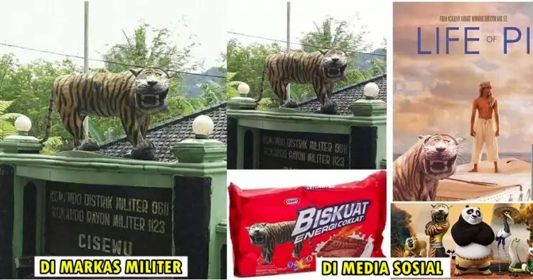 Patung harimau di markas militer ini viral di media sosial, kok bisa?
