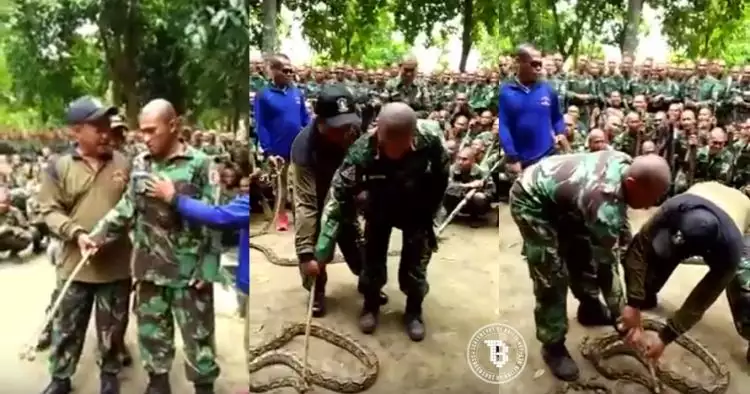 Aksi tentara takut dekati ular ini bikin prihatin tapi juga ketawa