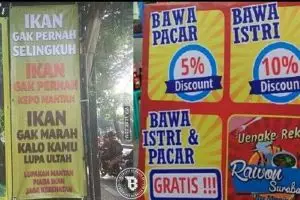 12 Spanduk iklan ini unik banget deh, jadi pengen ketawa terus