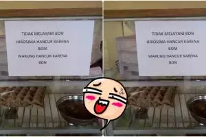 Imbauan larangan hutang di warung makan ini kocaknya nampol abis