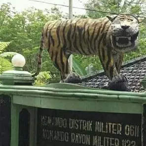 Patung harimau 'paling bahagia' diganti, ini penampakannya sekarang