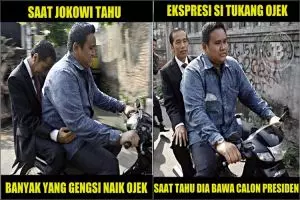 7 Meme Jokowi naik ojek ini bikin harimu cerah ceria, kocak