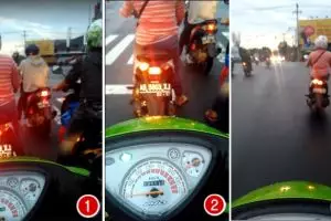 Aksi emak-emak sein kiri belok kanan ini bikin jantung dag-dig-dug