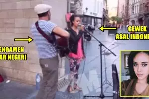 Turis cantik Indonesia 'ngamen' di luar negeri, suaranya bikin bengong