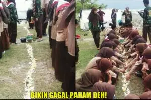 Foto viral anggota Pramuka makan beralaskan tanah ini bikin geram