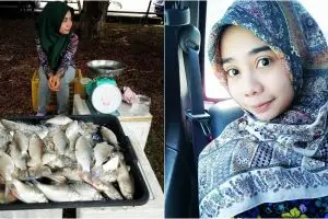 7 Foto Nur Ashikin, penjual ikan berhijab yang inspiratif banget