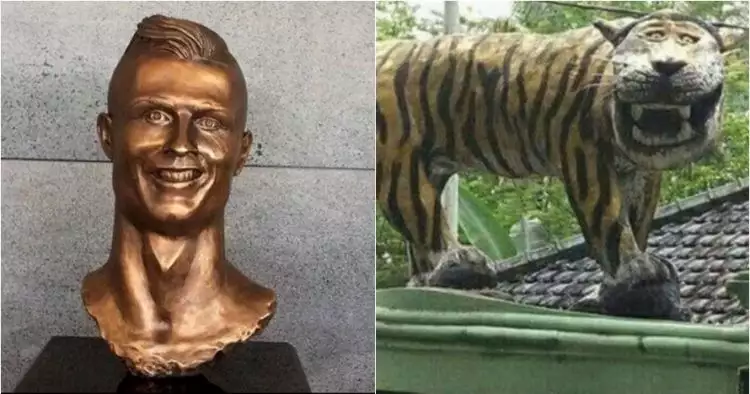 Punya senyum aneh, patung baru CR7 dianggap mirip dengan macan Cisewu