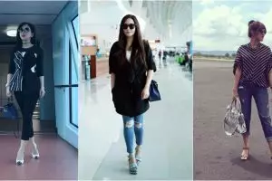 8 Gaya fashion selebriti Indonesia saat di bandara, mana favoritmu?