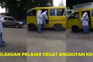 Aksi pelajar SMA cegat angkot tapi tak jadi naik ini bikin geregetan