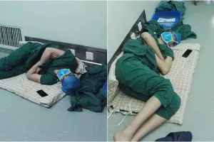 Dokter ini ketiduran di lantai usai lakukan 5 operasi nonstop, salut