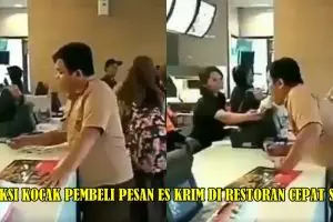 Video cowok makan es krim dari tangan pelayan ini bikin geli sendiri