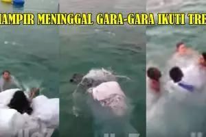 Ikuti tren 'trash the dress', pengantin ini hampir saja meninggal